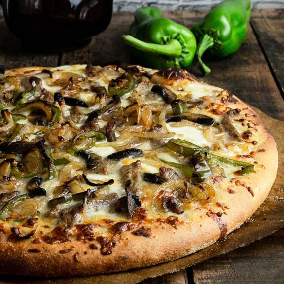 Philly cheesesteak pizza
